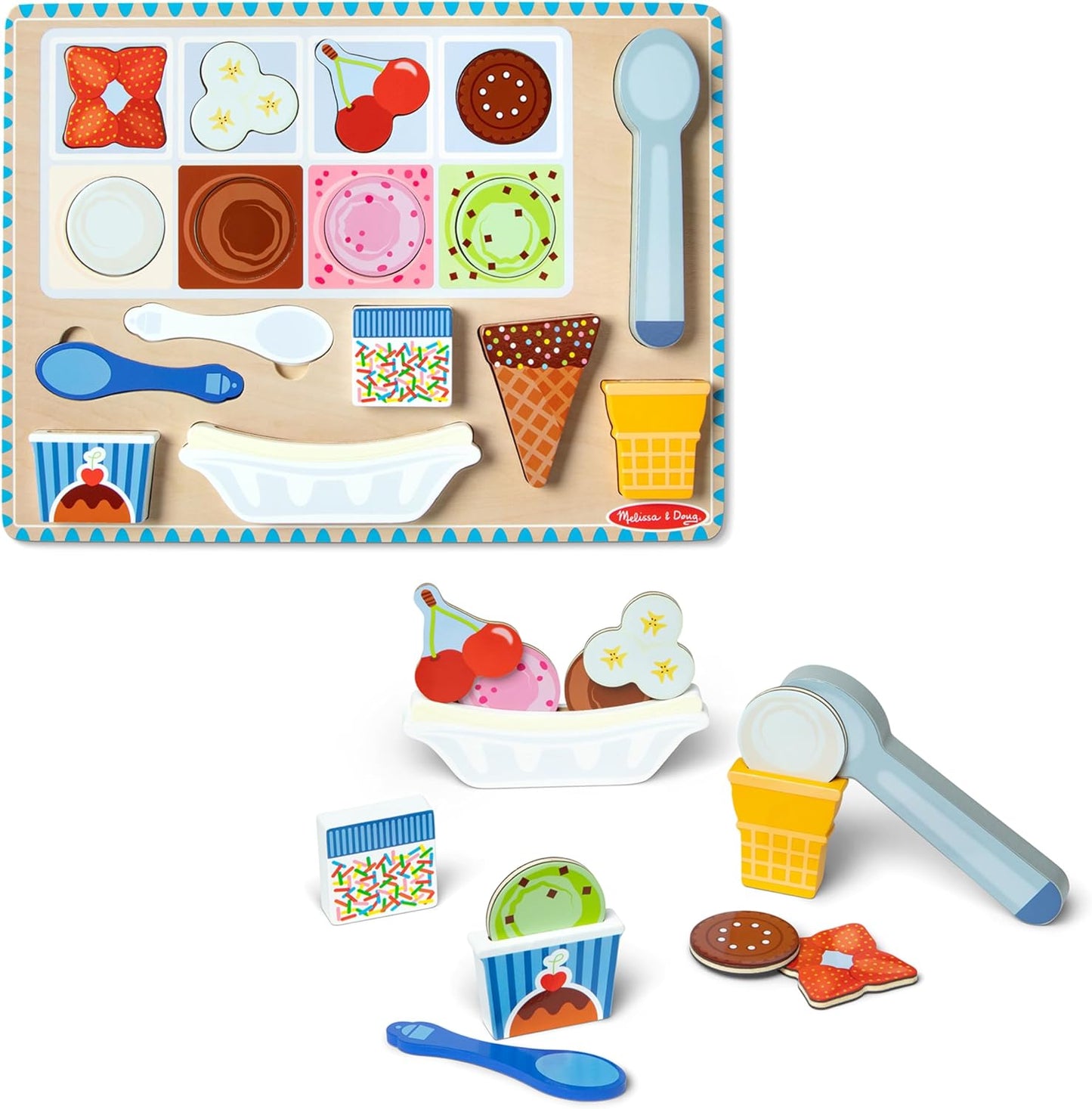 Melissa & Doug Ice Cream Wooden Magnetic Puzzle Play Set